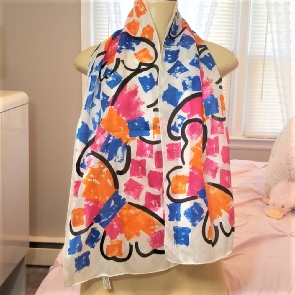 🦋 Vintage The Specialty House Abstract Butterfly Pop Art Jacquard Oblong Scarf
